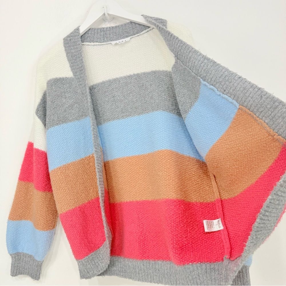 Thml Blue Orange Color Block Stripe Open Front Fu… - image 3